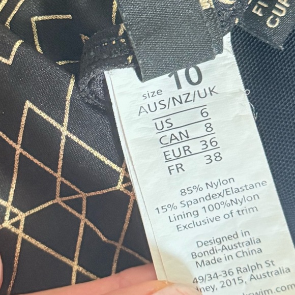 NIP TUCK BOND EYE ONE PIECE SWIMSUIT Black & Gold Size 6 (s) - Picture 7 of 9